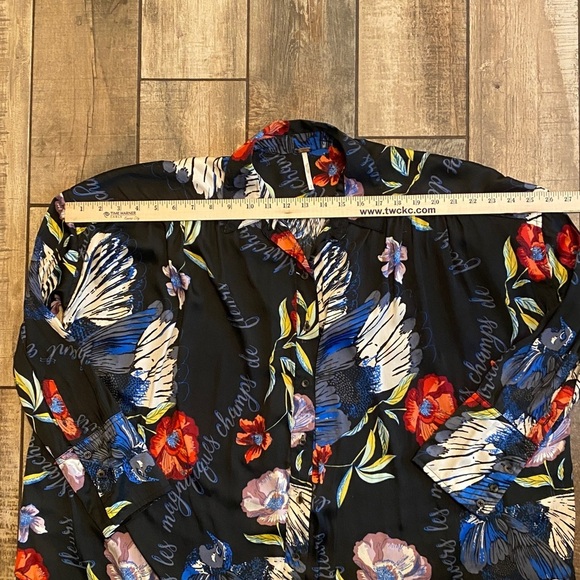 Free People Black Dress with Red and Blue Floral Design - Picture 4 of 10